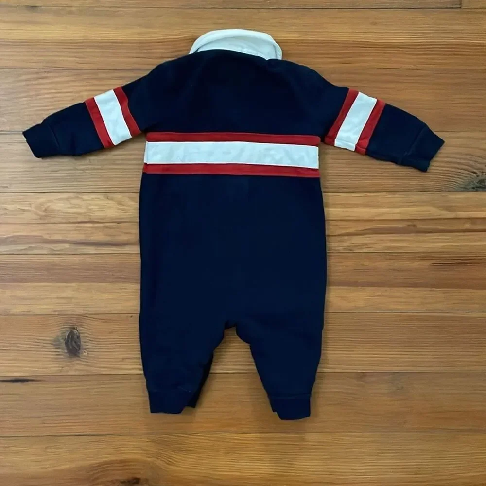 Ralph Lauren Navy Cotton Bodysuit Infant Size 3M Collared Preppy